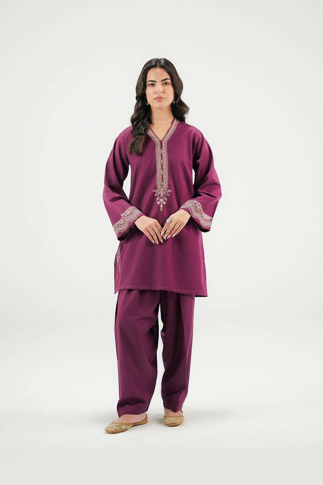 2 Piece Slub Khaddar Embroidered Suit (CP0610)