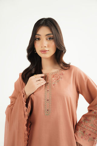3 Piece Slub Khaddar Embroidered Suit (CP0611)