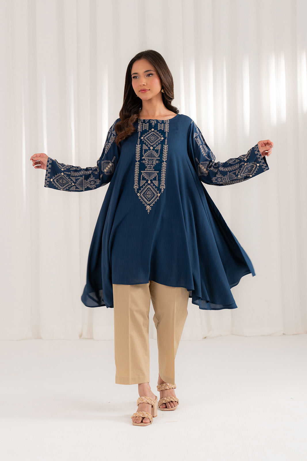 1 Piece Linen Viscose Embroidered Shirt (CS0073)