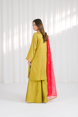 3 Piece Cotton Silk Embroidered Suit (CS0107)