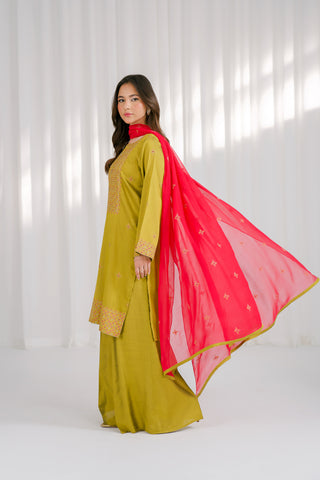 3 Piece Cotton Silk Embroidered Suit (CS0107)