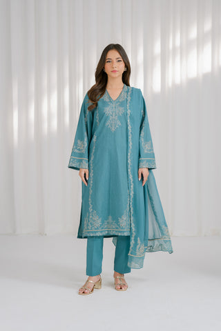 3 Piece Self Jacquard Embroidered Suit (CS0109)