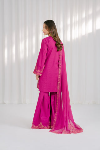 3 Piece Self Jacquard Embroidered Suit (CS0111)