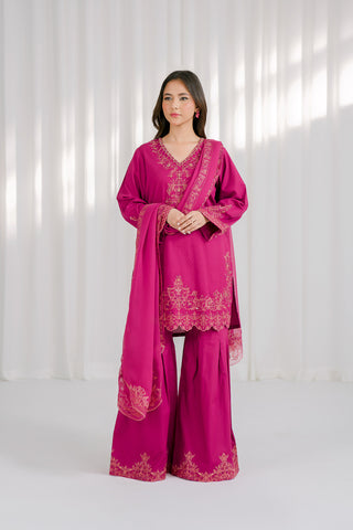 3 Piece Self Jacquard Embroidered Suit (CS0111)