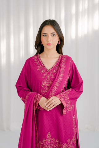 3 Piece Self Jacquard Embroidered Suit (CS0111)