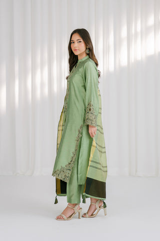 3 Piece Cotton Slik Staple Embroidered Suit (CS0122)
