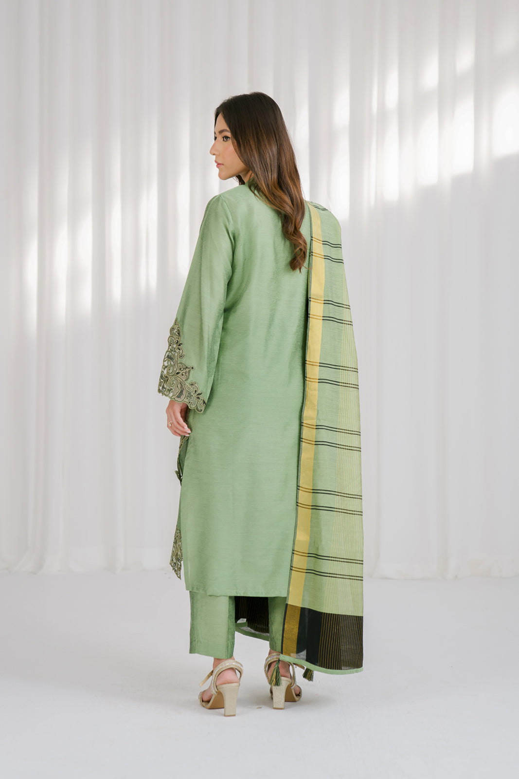 3 Piece Cotton Slik Staple Embroidered Suit (CS0122)