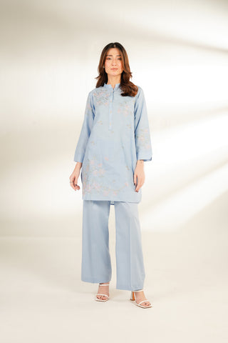 2 Piece Self Jacquard Embroidered Suit (CS0136)