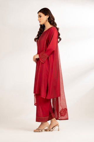 3 Piece Cotton Silk Staple Embroidered Suit (CS0194)