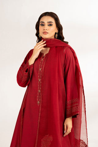 3 Piece Cotton Silk Staple Embroidered Suit (CS0194)