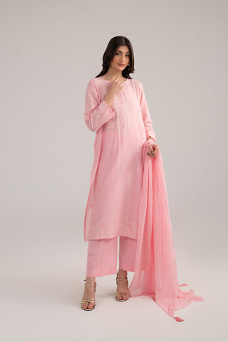 3 Piece Cotton Stripe Embroidered Suit (CS0232)