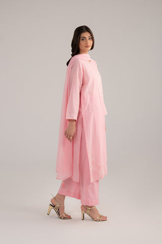 3 Piece Cotton Stripe Embroidered Suit (CS0232)
