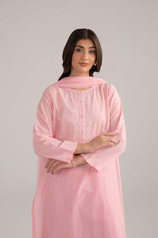 3 Piece Cotton Stripe Embroidered Suit (CS0232)
