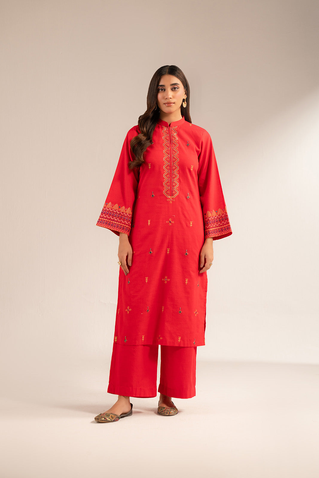 2 Piece Slub Khaddar Embroidered Suit (CS0293)