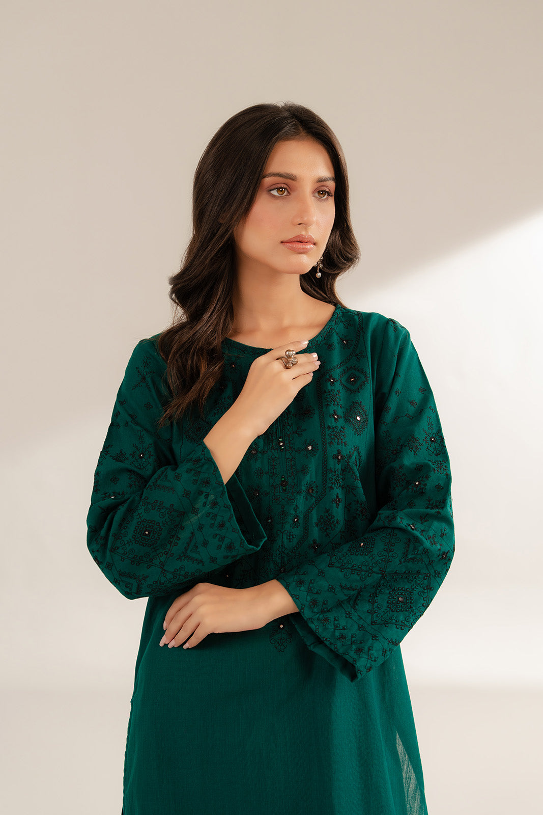 2 Piece Slub Khaddar Embroidered Suit (CS0299)