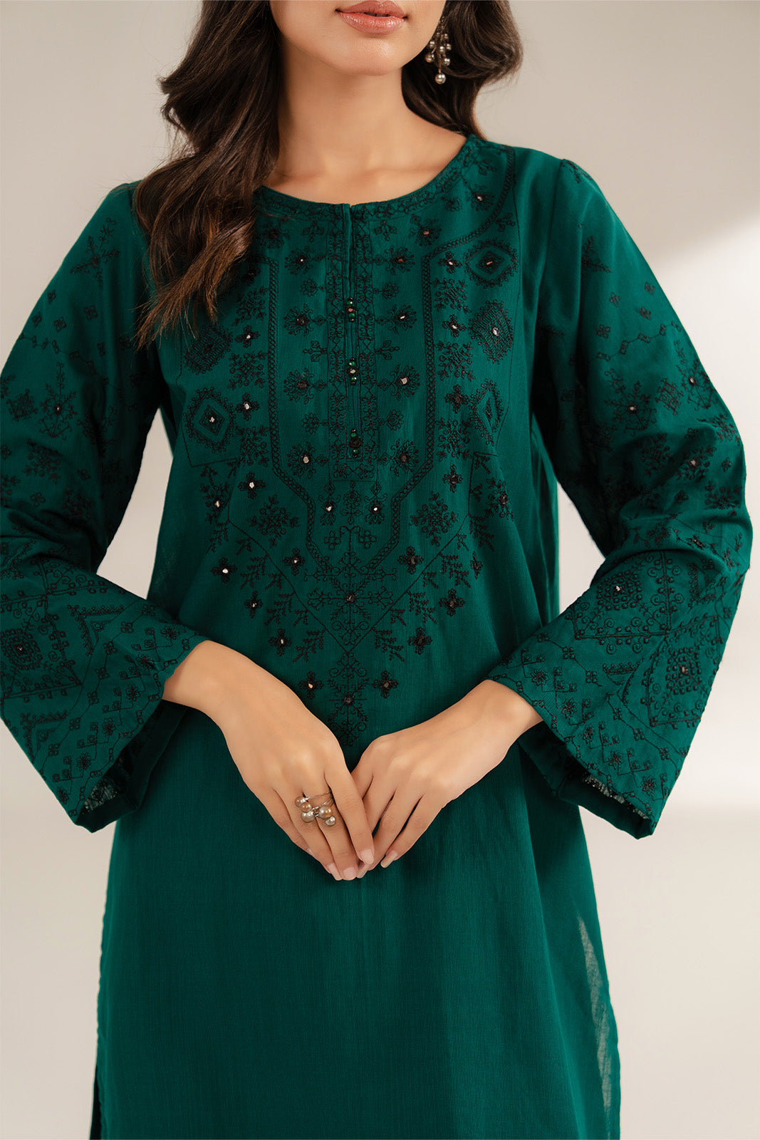 2 Piece Slub Khaddar Embroidered Suit (CS0299)