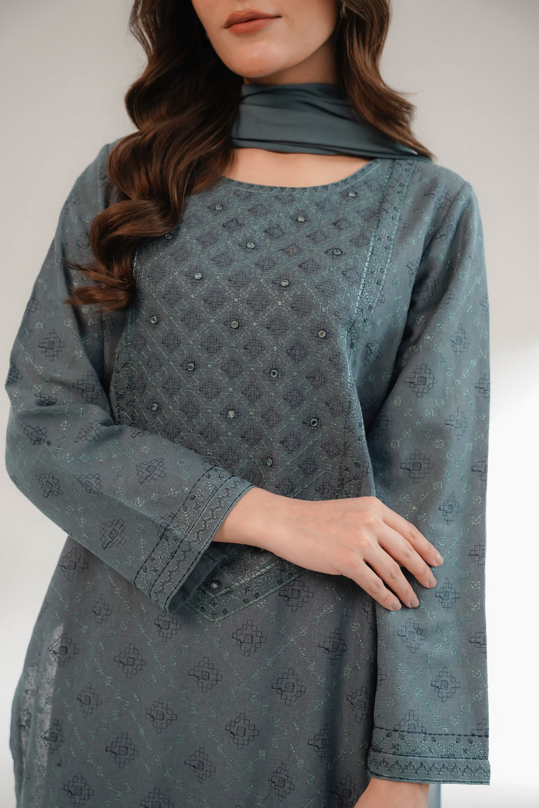3 Piece Cotton Karandi Embroidered Suit (CS0302)