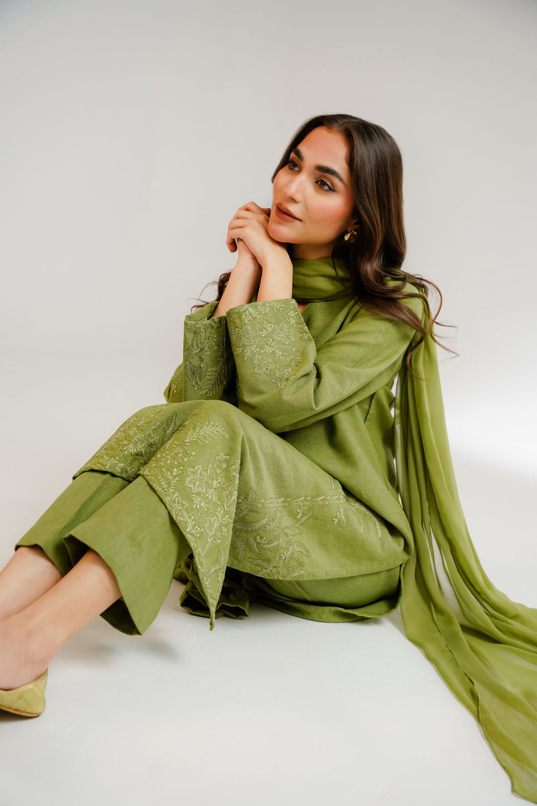 3 Piece Cotton Karandi Embroidered Suit (CS0313)