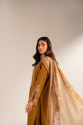3 Piece Slub Khaddar Embroidered Suit (CS0315)