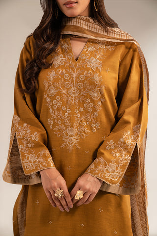 3 Piece Slub Khaddar Embroidered Suit (CS0315)