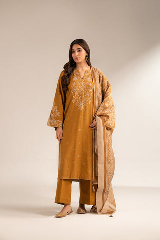 3 Piece Slub Khaddar Embroidered Suit (CS0315)