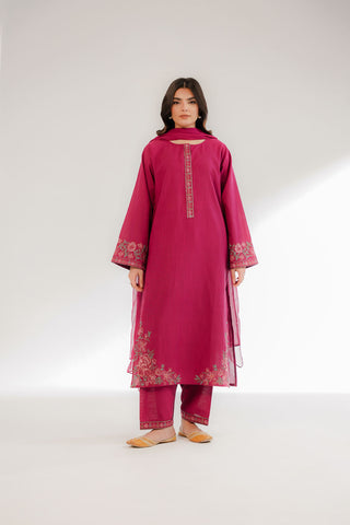 3 Piece Slub Khaddar Embroidered Suit (CS0326)