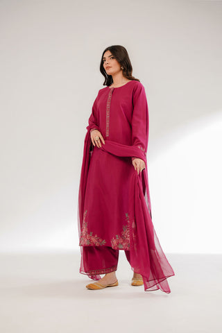 3 Piece Slub Khaddar Embroidered Suit (CS0326)