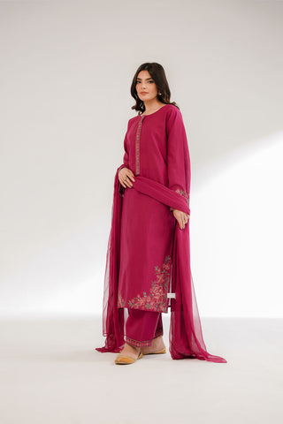 3 Piece Slub Khaddar Embroidered Suit (CS0326)