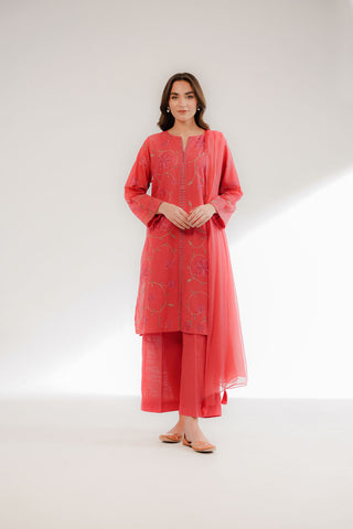 3 Piece Slub Khaddar Embroidered Suit (CS0334)