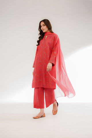 3 Piece Slub Khaddar Embroidered Suit (CS0334)