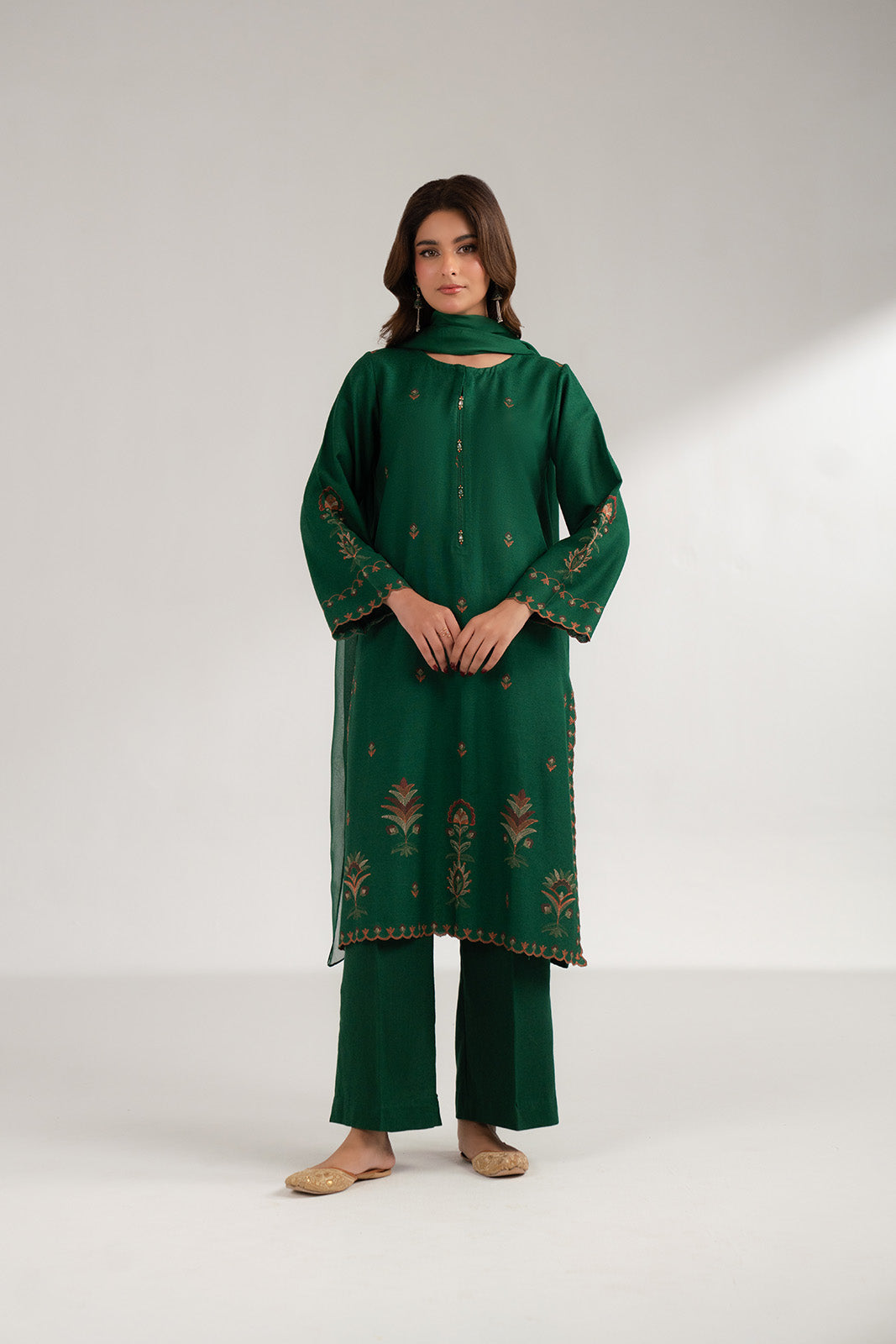 3 Piece Cotton Karandi Embroidered Suit (CS0336)