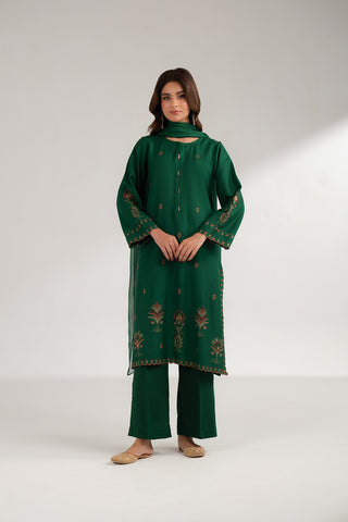 3 Piece Cotton Karandi Embroidered Suit (CS0336)
