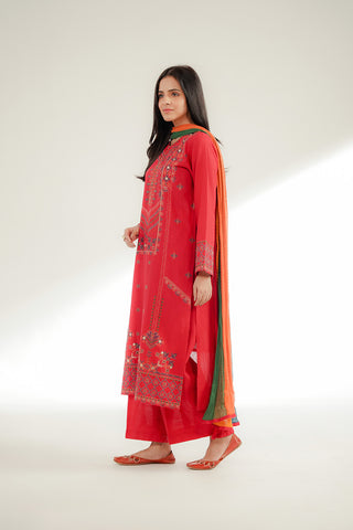 3 Piece Slub Khaddar Embroidered Suit (CS0345)