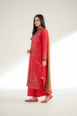 3 Piece Slub Khaddar Embroidered Suit (CP0345)