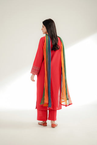 3 Piece Slub Khaddar Embroidered Suit (CS0345)