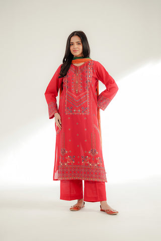 3 Piece Slub Khaddar Embroidered Suit (CP0345)