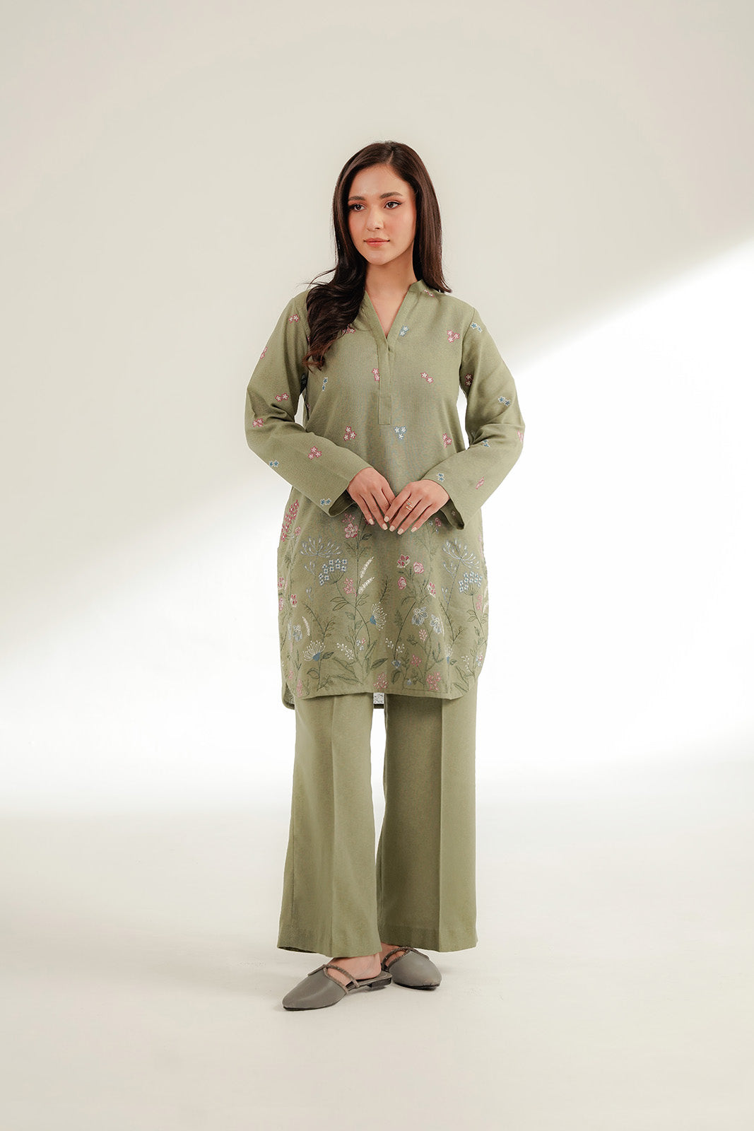 2 Piece Cotton Karandi Embroidered Suit (CS0358)