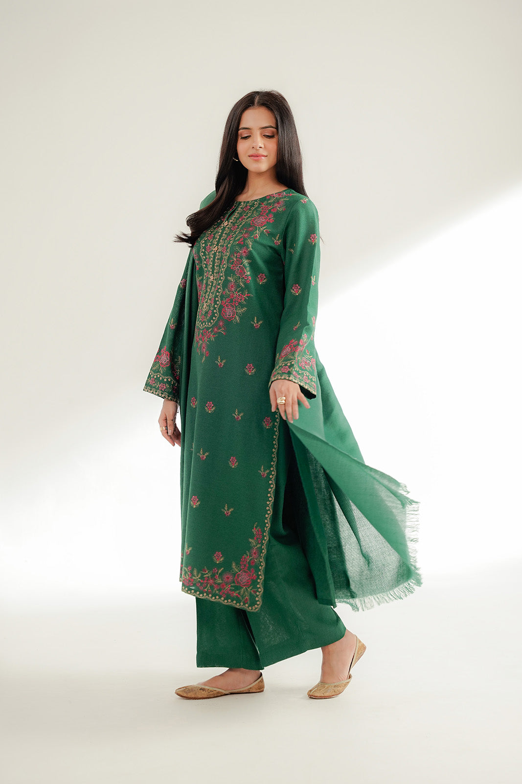 3 Piece Cotton Karandi Embroidered Suit (CS0361)