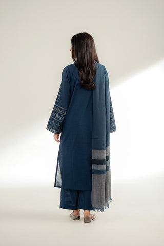 3 Piece Slub Khaddar Embroidered Suit (CS0364)