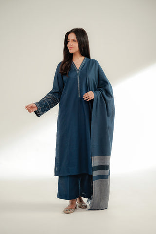 3 Piece Slub Khaddar Embroidered Suit (CS0364)