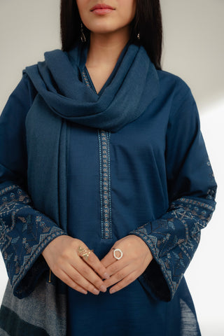 3 Piece Slub Khaddar Embroidered Suit (CS0365)