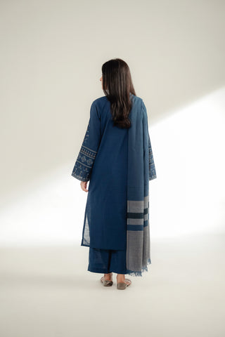 3 Piece Slub Khaddar Embroidered Suit (CS0365)