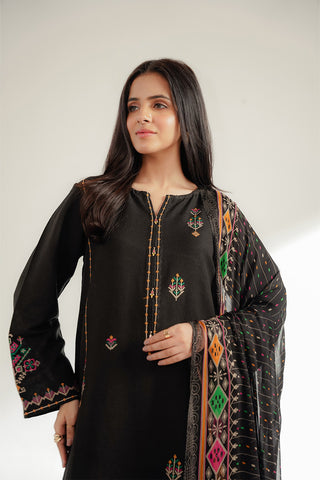 3 Piece Cotton Karandi Embroidered Suit (CS0368)