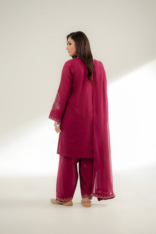 3 Piece Slub Khaddar Embroidered Suit (CS0369)