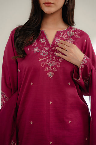 3 Piece Slub Khaddar Embroidered Suit (CS0369)