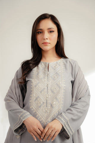 3 Piece Lawn Karandi Embroidered Suit (CS0370)