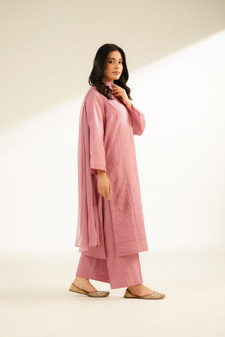 3 Piece Slub Khaddar Embroidered Suit (CS0373)