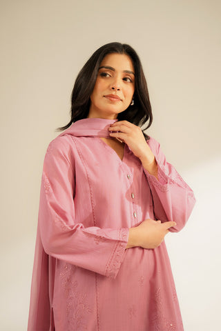 3 Piece Slub Khaddar Embroidered Suit (CS0373)