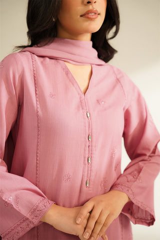 3 Piece Slub Khaddar Embroidered Suit (CS0373)