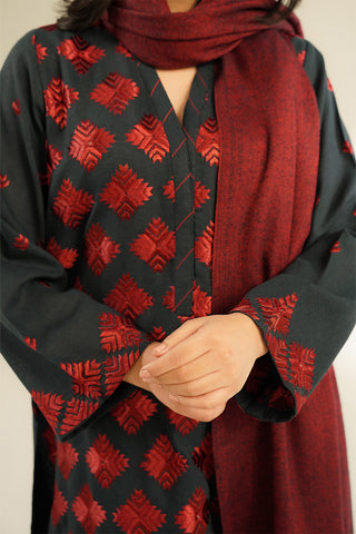 3 Piece Cotton Karandi Embroidered Suit (CS0383)